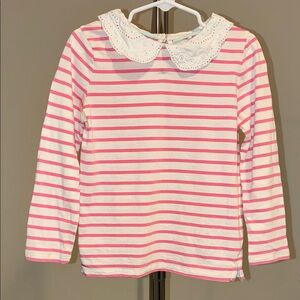 Mini Boden Girls' Pink Striped Long Sleeve T-Shirt
